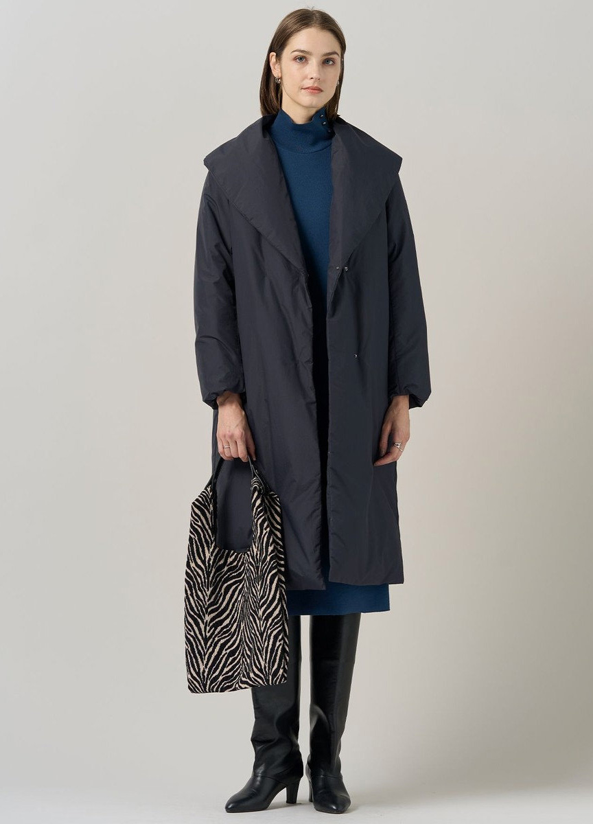 壓縮羊毛高領釦飾洋裝